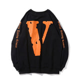 Vlone Sweatshirt Sweater Large V Velvet Long Sleeve Flame Skull Terry Cotton