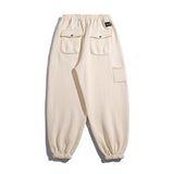 Man Fall Loose Casual Trousers Multi-Pocket Elastic Mid Waist Ankle Banded Pants