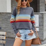 Women Pullover Knit Sweater Fall Winter Fashion Splicing Knitwear