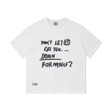 Men T Shitrs Handwriting Letter Graffiti Round Neck