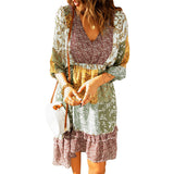 Kendall Jenner Wedding Guest Dress Strap Type Ethnic Print Temperament Commute Green Casual High Waist