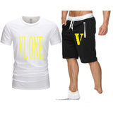 Vlone T Shirts & Shorts 2 Piece Set Men'S Printed Casual Short-Sleeved T-Shirt