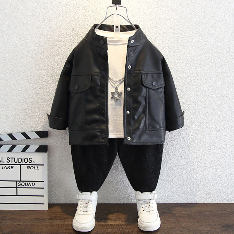 Toddler Boys Jackets Boy's Leather Jacket Coat Casual Spring and Autumn