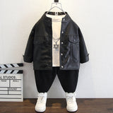 Toddler Boys Jackets Boy's Leather Jacket Coat Casual Spring and Autumn