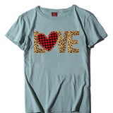 Valentine's Day T Shirt Large Size T-shirt Short Sleeve Leopard Print Love Red Plaid Heart Printing Spring and Summer