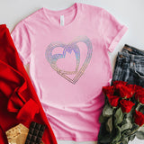 Valentine's Day T Shirts Couples Heart Printing Women's Pullover T-shirt