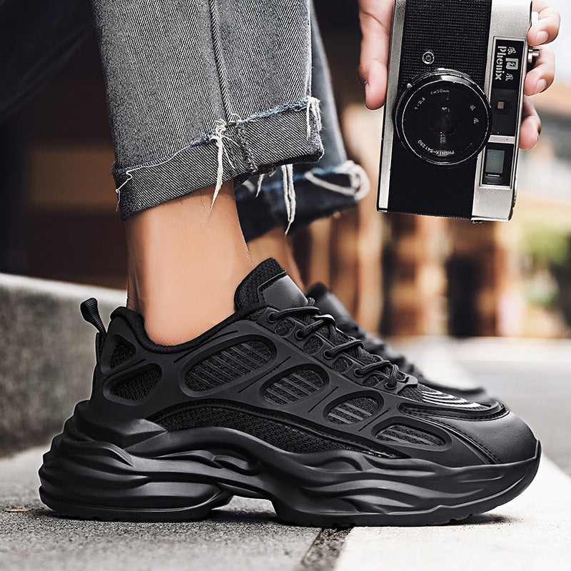 Men's Sneaks & Athletic Jogging Shoes Summer Breathable Mesh Sneakers Solid Color Trendy Casual Shoes