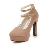 Nude Block Heels Spring Chunky Heel Dance Shoe High Heels