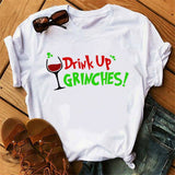 Men and Women Grinch Shirt Christmas Loose Grinch Printed Short Sleeve