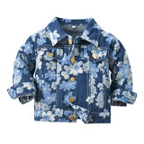 Children Jean Jackets Spring Flower Denim Jacket Two-Piece Set