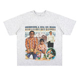 Film Star T Shirt Summer Loose Heavy round Neck Street T-shirt Men and Women