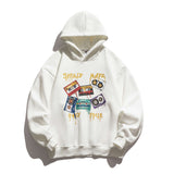 Man Fall Outfis Autumn and Winter New Fun Cartoon Printing Thickened Hooded Sweatshirt Couple Loose Pullover Top