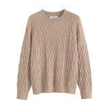 Naomi Watts Gypsy Outfits Pullover Cashmere Sweater Women's Loose round Neck Cable-Knit Sweater Sweater