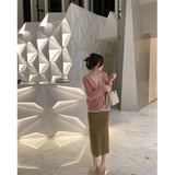 MIDI Mauve Skirt Straight Slim Fit Dress Mid-Length High Waist Skirt