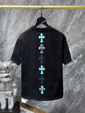 CHH Chrome Hearts T Shirts Heavy Industry Color Leather Patchwork Cross Contrast Color Short Sleeve