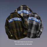 Man Fall Outfits Plaid Stitching Polo Collar Jacket Men's and Women's Casual Jacket