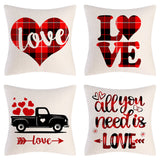 Valentine's Day Pillow Covers 4 Piece Random Styles Together, Truck Love Balloon Bicycle Ornament Pillow Cushion