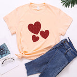 Valentine's Day T Shirt Large Size T-shirt Short Sleeve Red Heart Printing Summer