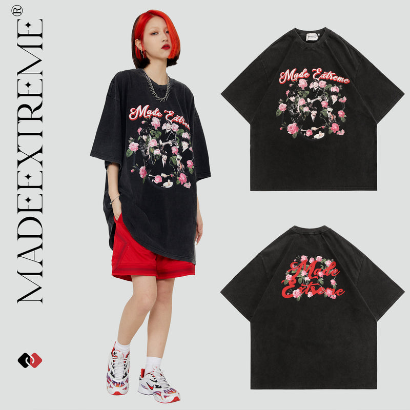 Y2g Shirts for Boys Retro Short Sleeve Loose Print T-shirt Men and Women