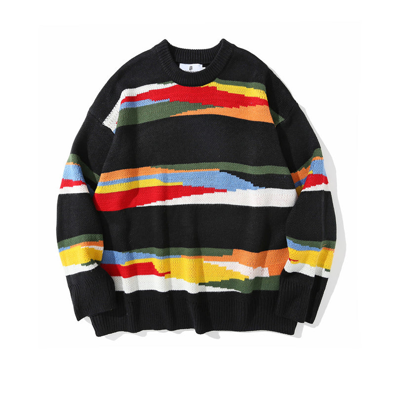 Men Sweater Men's Loose round Neck Long Sleeve