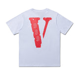 Vlone T Shirt Printed High Street Loose Hip Hop Back Large V Short Sleeve T-Shirt