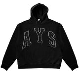Askyurself Hoodie Letter Zipper Terry Hooded Sweater