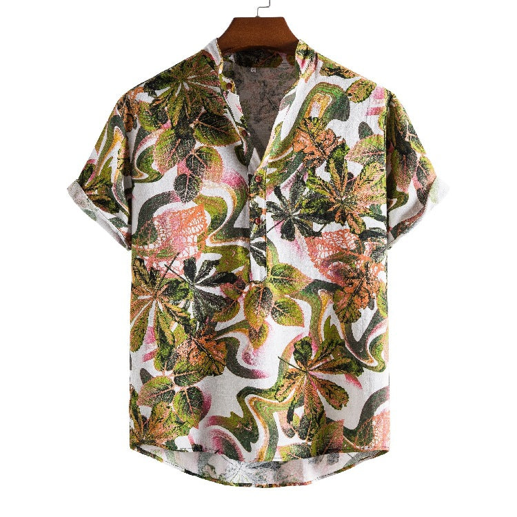 Camp Collar Shirt Ethnic Print