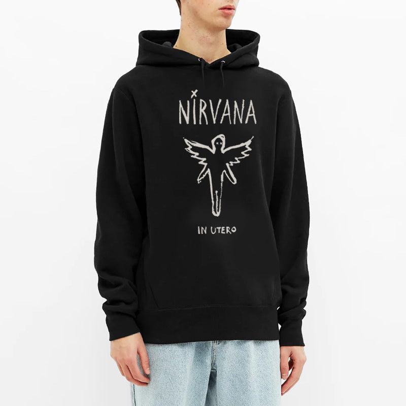 Nirvana Hoodie European And American Nirvana Band Rock Long-Sleeved Sweater Kurt Cobain Kurt Curbain Hooded Sweater