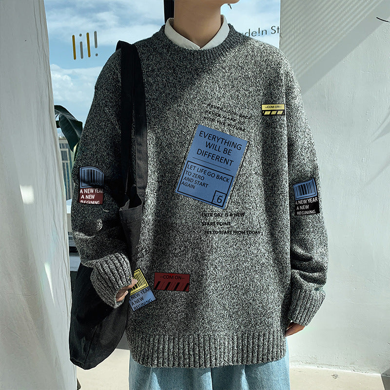 Men's Sweatshirt Fall Winter Men round Neck Sweater Casual Loose Men's Clothing