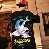 Men T-Shirts Loose Whale Print Half Sleeve