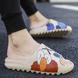 Mens Slide Men'S Sandals Slippers Graffiti Sandals Beach Shoes Sesame Street