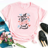 Valentine's Day T Shirts Couples T-shirt Heart Printing Women's Base Shirt round Neck plus Size