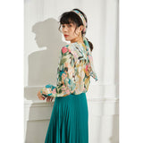 Gloria Vanderbilt Removable Streamer Long Sleeve round Neck Fairy Oil Painting Color Matching