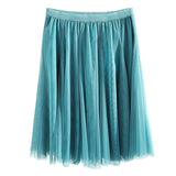 MIDI Mauve Skirt Mesh Skirt Female Fall High Waist Pleated Skirt