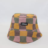 Vintage Check Bucket Hat Short Brim Sun-Proof Basin Hat
