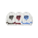 Men Sweater Heart Letter Printed Knitwear Men Loose Pullover