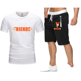 Vlone T Shirts & Shorts 2 Piece Set Large V Printed Short Sleeve Loose Short Sleeve T-Shirt Shorts