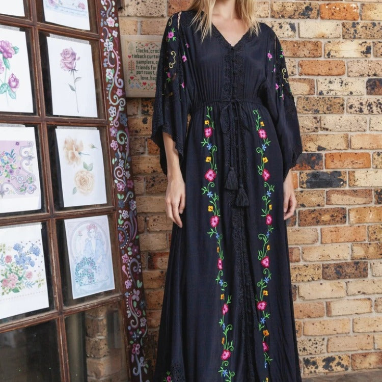 Beth Dutton Bohemian Dress Summer Spring Maxi Dresses Tassel Decorative Vintage Maxi Dress