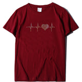 Valentine's Day T Shirt ECG Heart-Shaped Rhinestone Summer Large Size Top