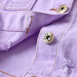 Children Jean Jackets Casual Ultra Short Denim Jacket Spring Solid Color Long Sleeve