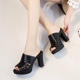 Platform Heels for Women Summer Chunky Heel Non-Slip Peep Toe Shoes