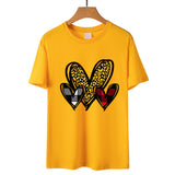 Valentine 'S Day T Shirts Couples Leopard Print Heart Printing Loose Pullover Women