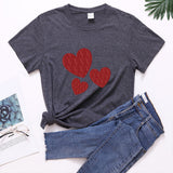 Valentine's Day T Shirt Large Size T-shirt Short Sleeve Red Heart Printing Summer