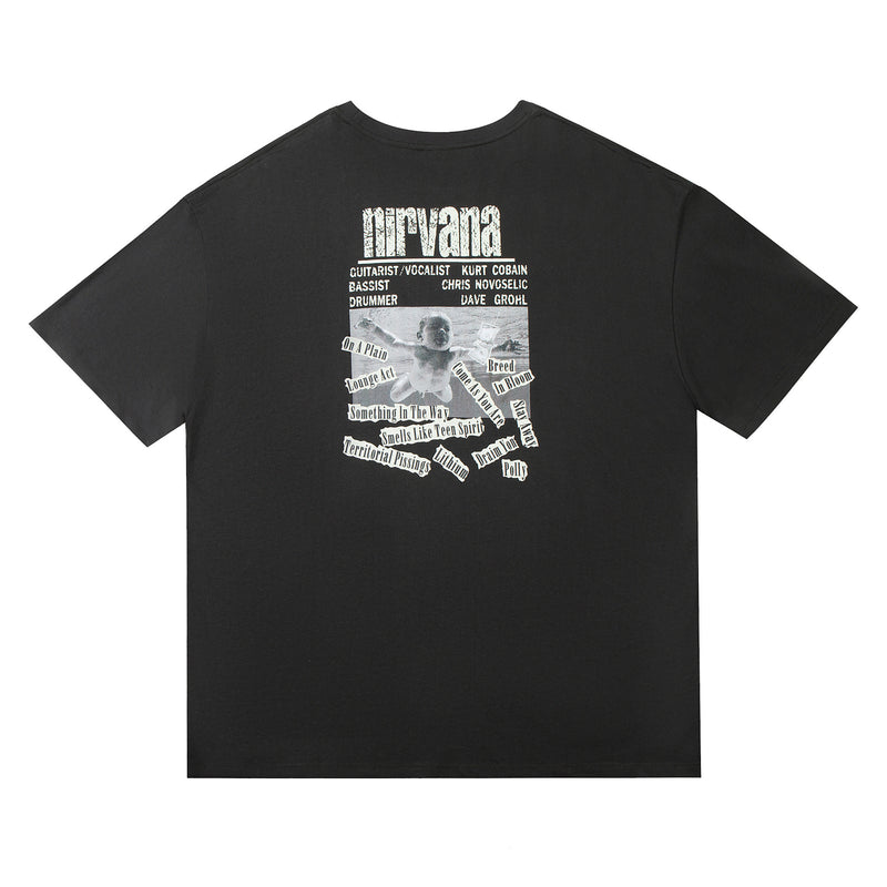 Nirvana T Shirt Nirvana Band Kurt Donald Cobain Vintage Print Distressed Cotton Loose Couple