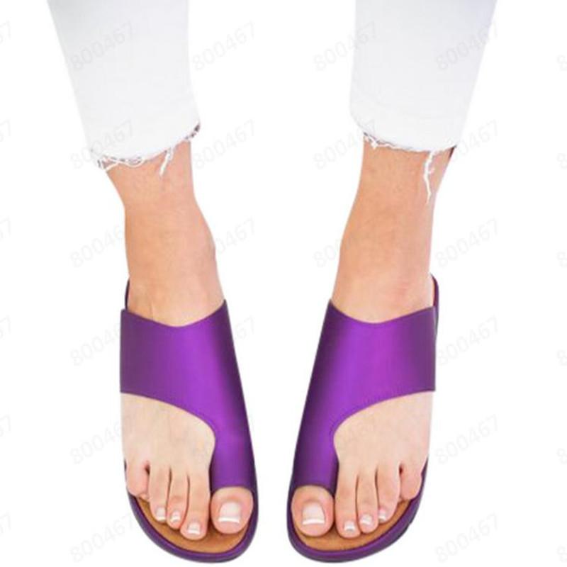Women Open Toe Sands Flats Summer Solid Color Beach Slippers