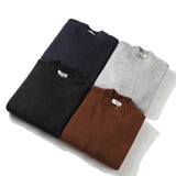 Man Fall Outfis Autumn Solid Color Simple Round Neck Sweater Casual Cotton Knitwear