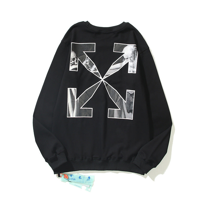 Off White Sweatshirts Printed Crew Neck Sweatshirt Ow Loose Bottoming Shirt
