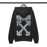 off White Hoodie Autumn and Winter Terry Hooded Loose Sweater Printed Men's and Women's Jacket