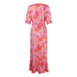 Kendall Jenner Wedding Guest Dress Printed Short Sleeve V-neck Waist Slit