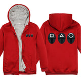 Squid Game Costume Pattern Printed Thickening Zipper Hooded Sweater